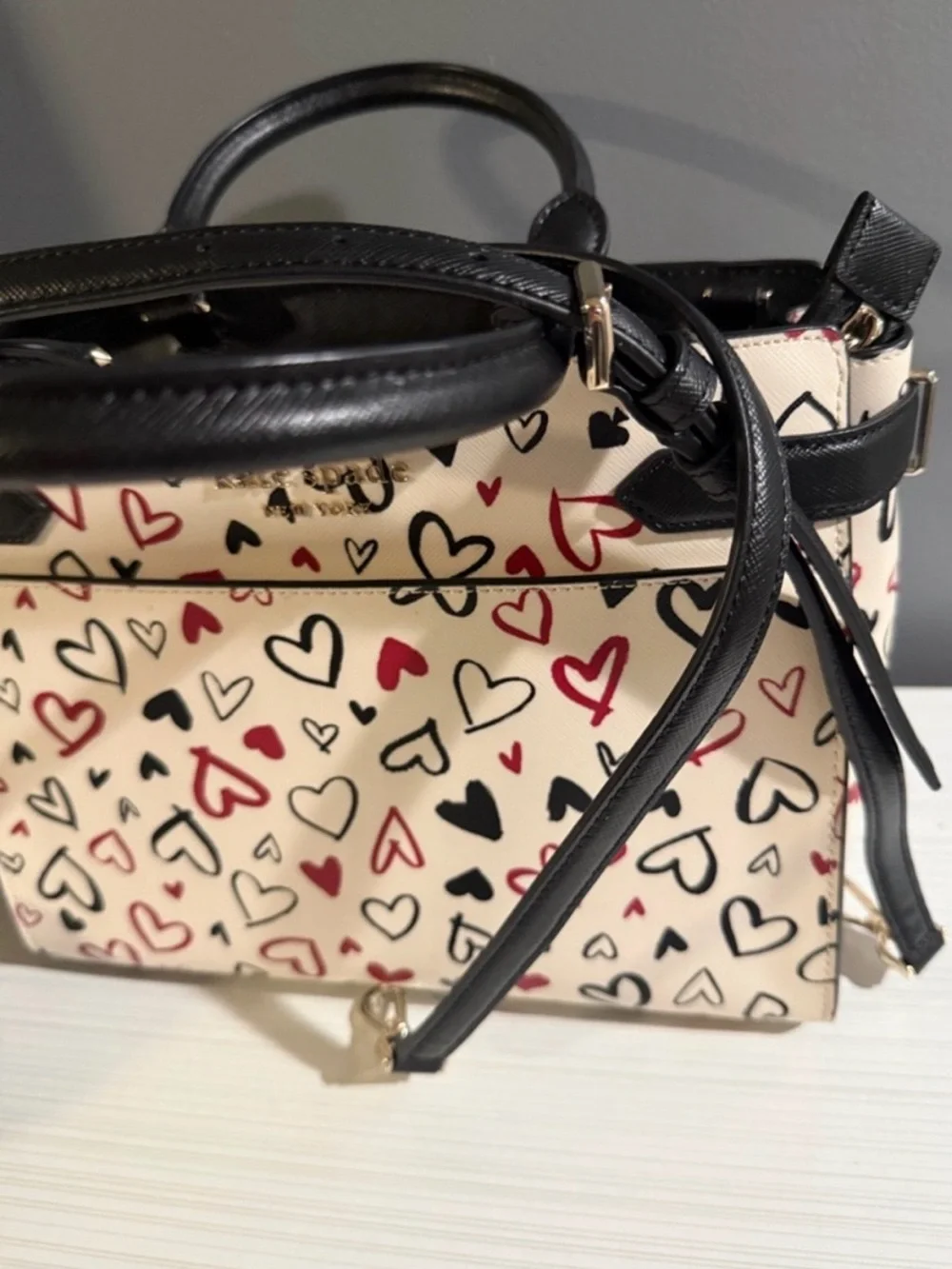 Kate Spade New York Staci Medium Satchel scribble hearts w/matching wallet NWOT - Picture 9 of 12